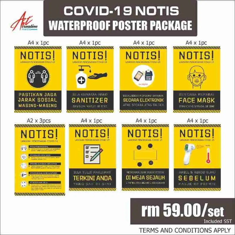 Covid-19 Waterproof Poster Sticker Package